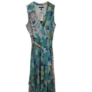 Paz Torras abstract dress, sharkbite hem, 14